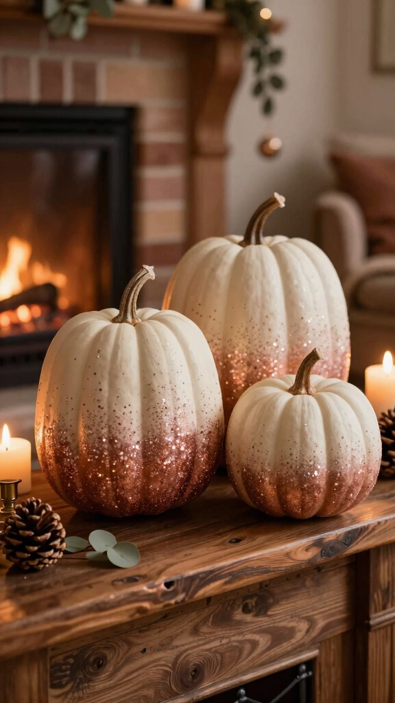 Glamorous Ombre Glitter Pumpkins