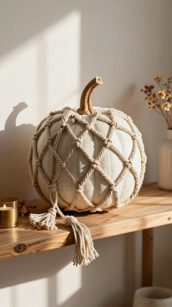 Boho Macrame Wrapped Pumpkins