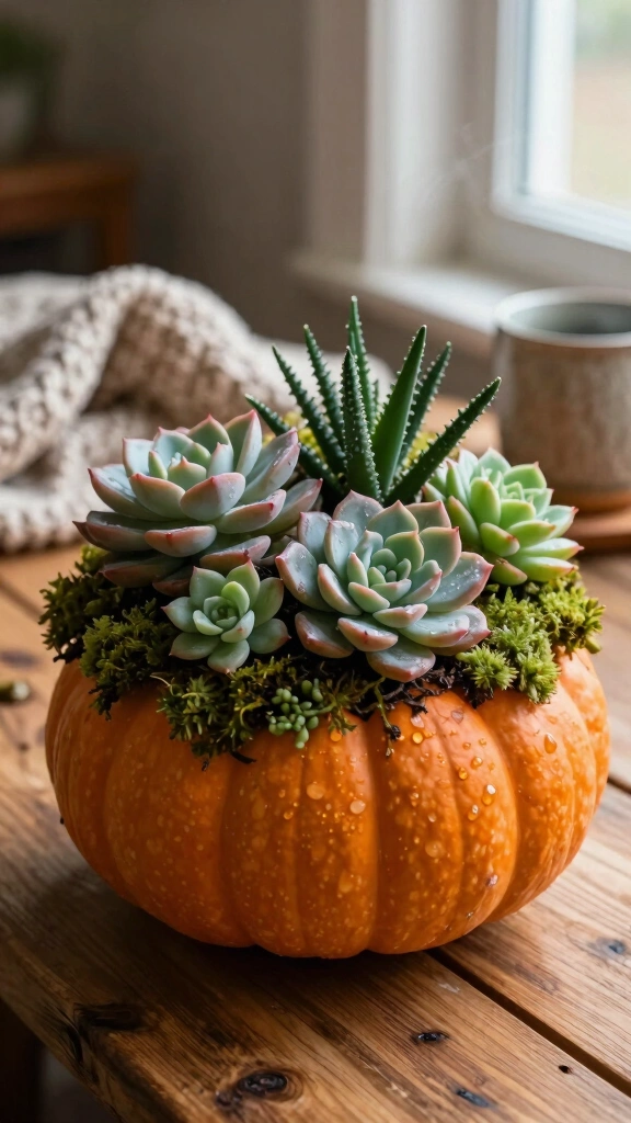 Living Succulent Pumpkin Planters