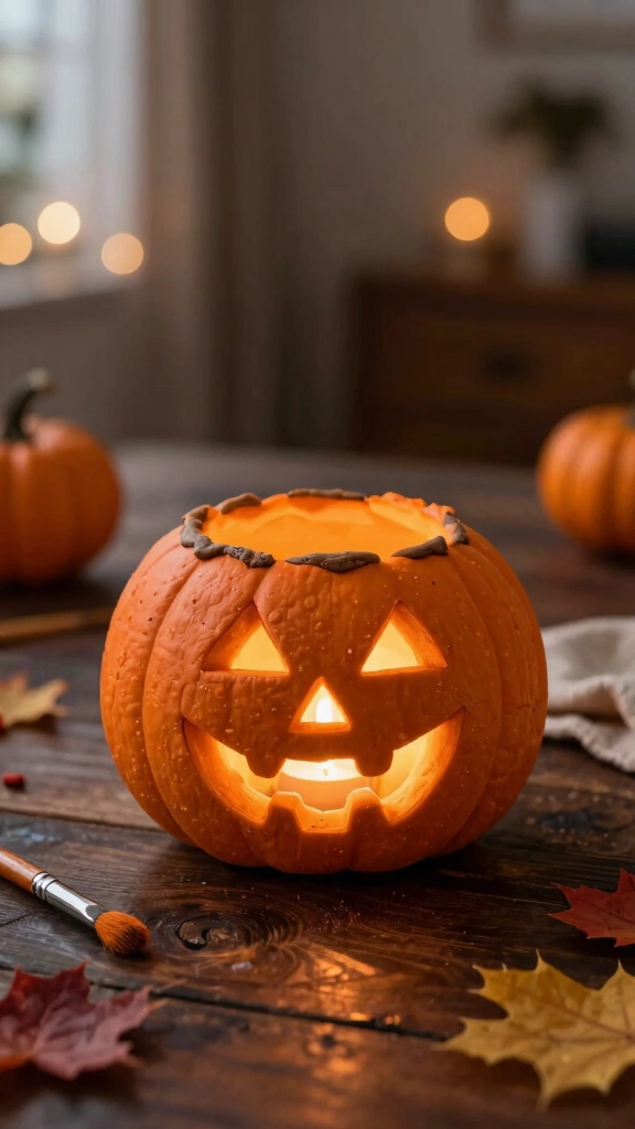 Glowing Jack-o'-Lantern Pinch Pots