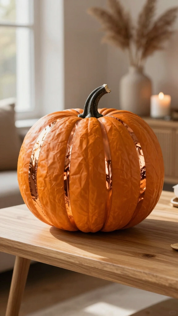 Metallic Foil and Tissue Paper Pumpkins