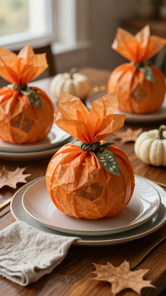 Tissue Paper Pumpkin Treat Bags