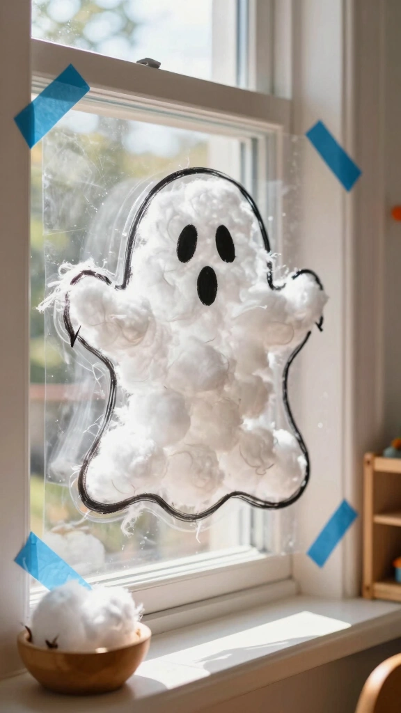 Sticky Wall Cotton Ball Ghost for Toddlers