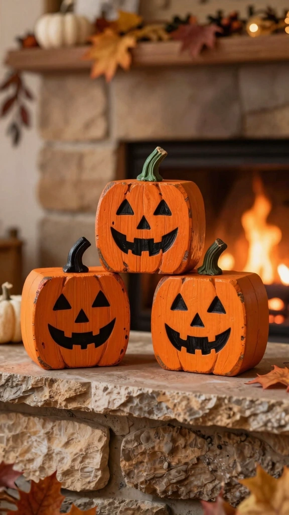 Repurposed Wooden Block Spookies