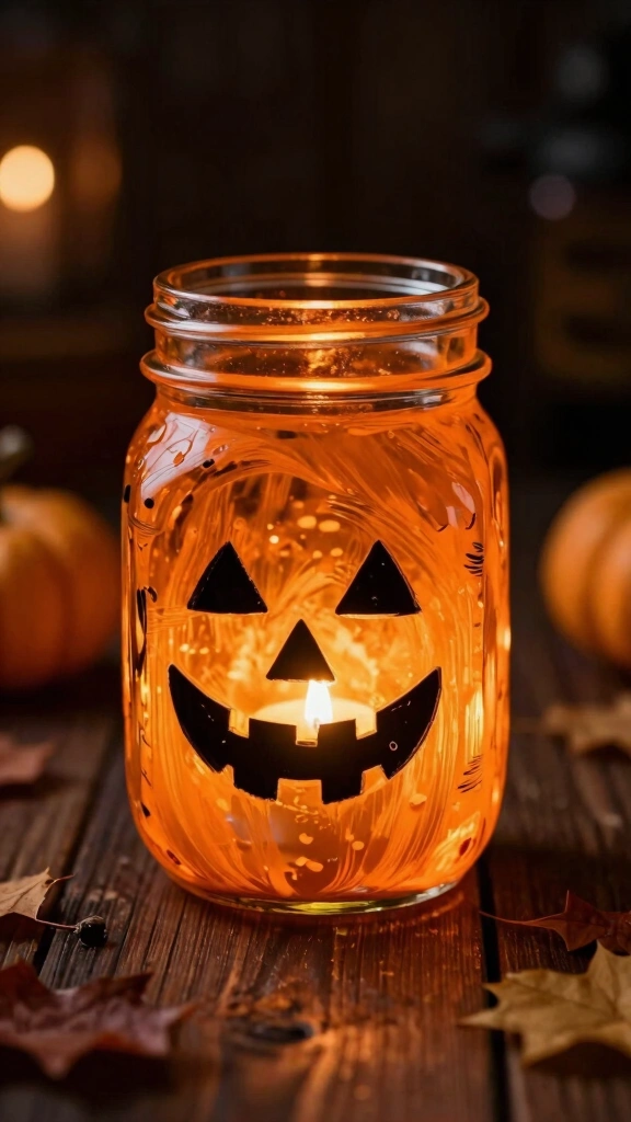Glowing Mason Jar Spooky Lanterns