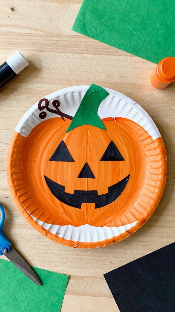 Paper Plate Square Pumpkin Craft