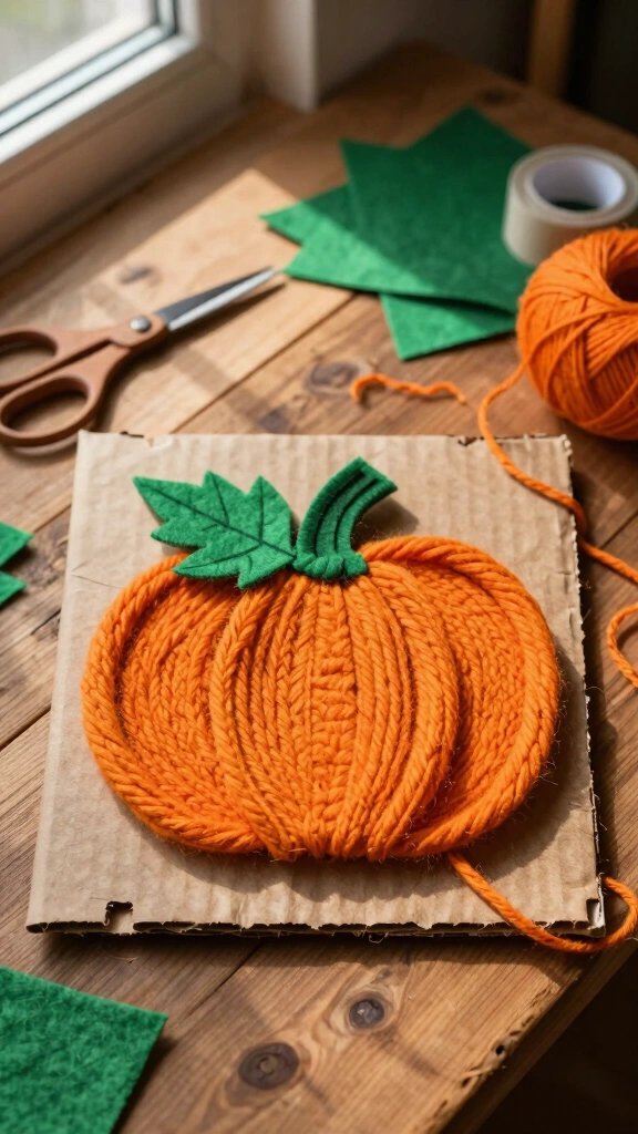 Yarn-Wrapped Square Pumpkin