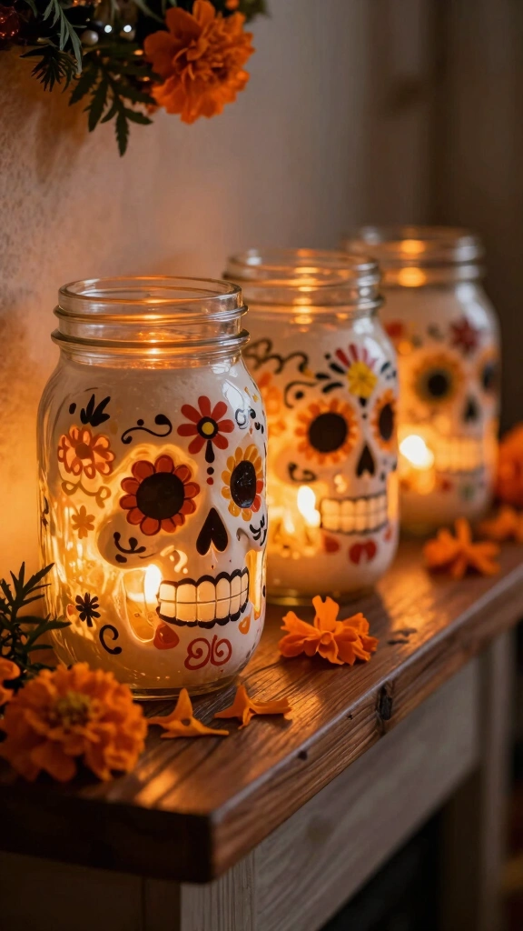 Upcycled Mason Jar Calaveras