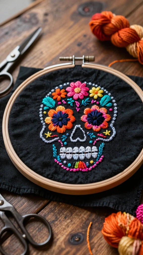 Embroidered Canvas Hoop Art