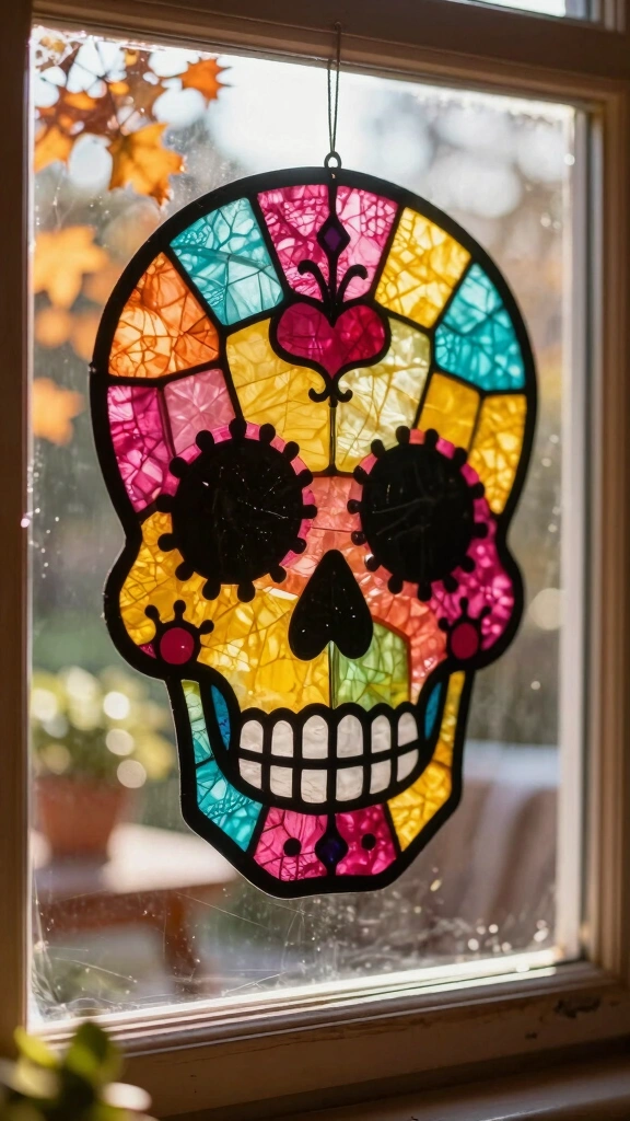 Tissue Paper Sugar Skull Suncatchers