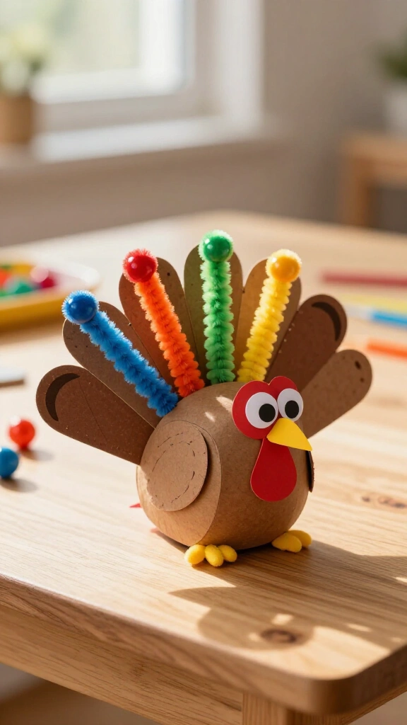 Fine motor pipe cleaner and bead turkey