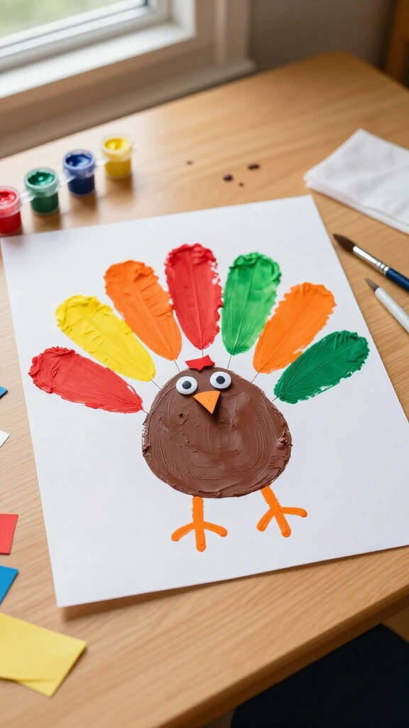 Colorful handprint turkey keepsake