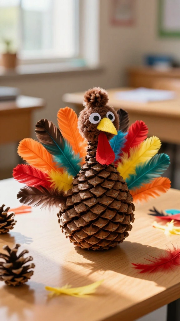 Upcycled pinecone turkey