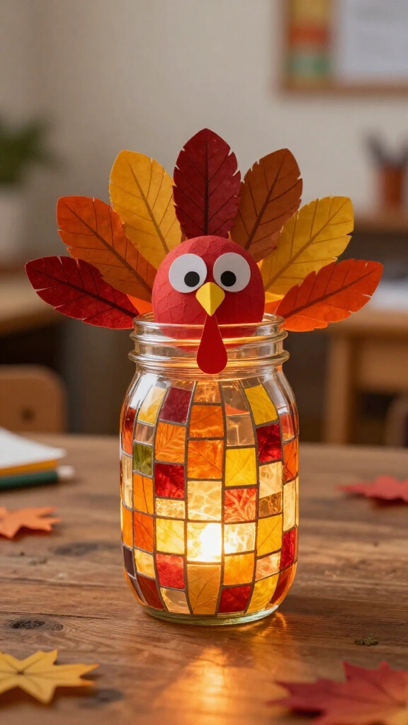 Mason jar turkey decor