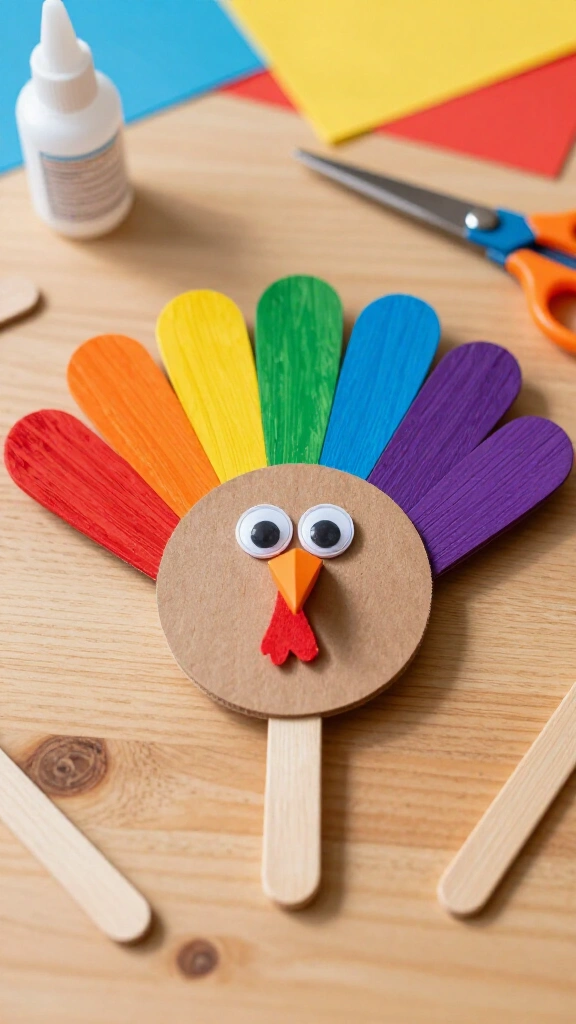 Bright popsicle stick turkey