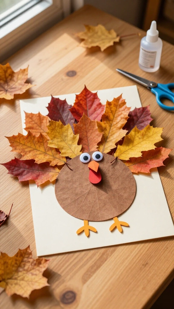 Real autumn leaf turkey