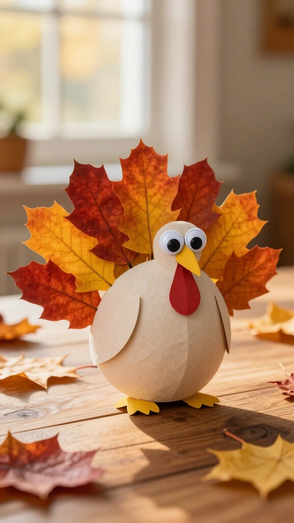 Googly eye leaf hand turkey