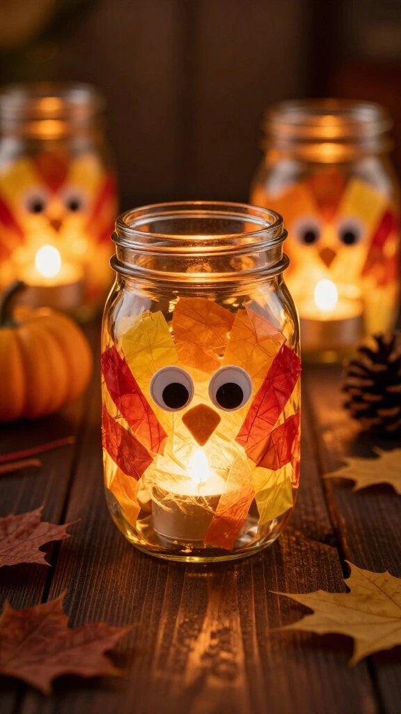 Mason jar turkey lanterns