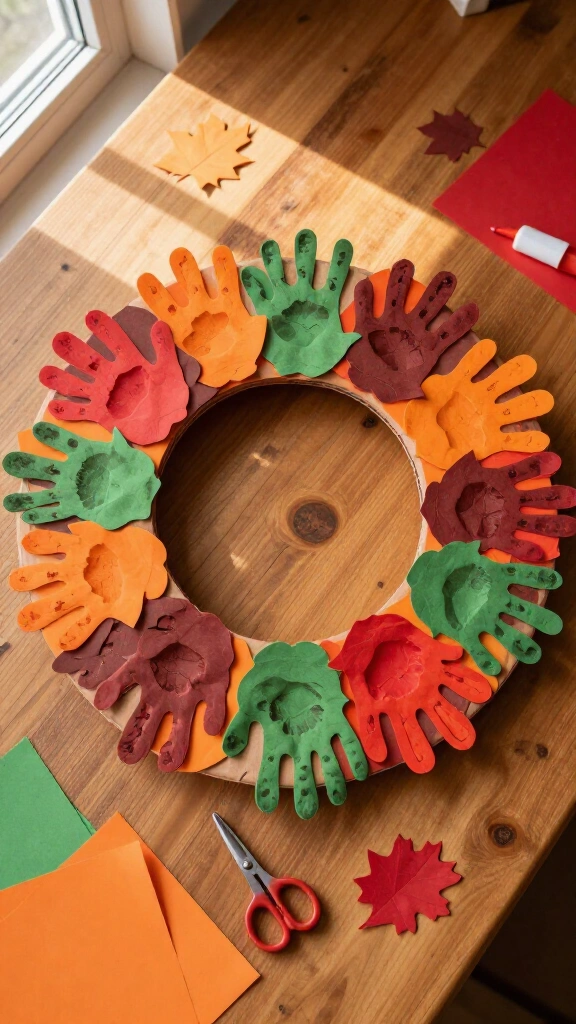 Handprint Thanksgiving wreath