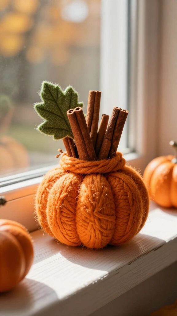 Cinnamon stick pumpkin craft