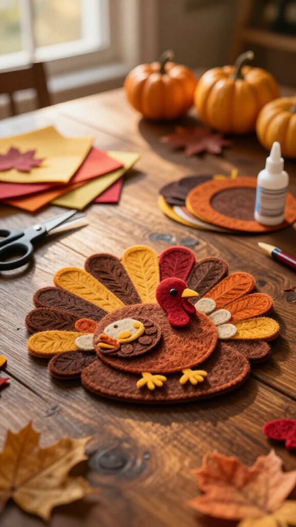 Felt turkey coasters