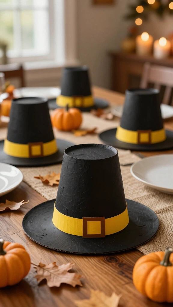 Cardboard roll pilgrim hats