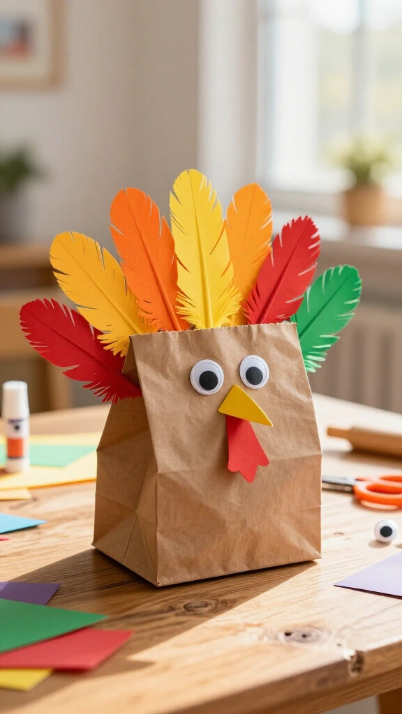Paper bag turkey puppet