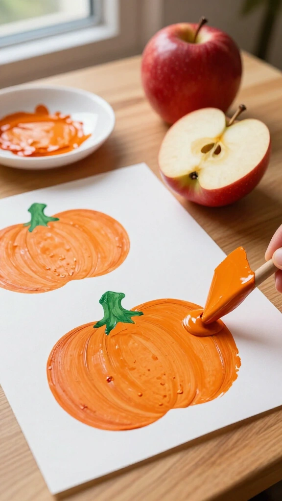 Apple stamp pumpkin art