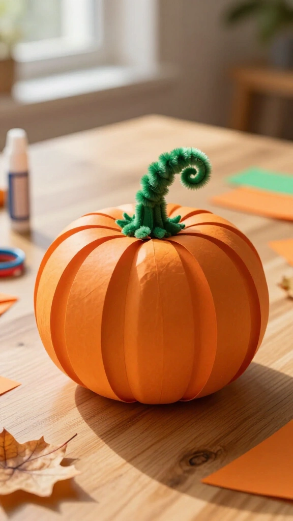 Paper strip pumpkin craft