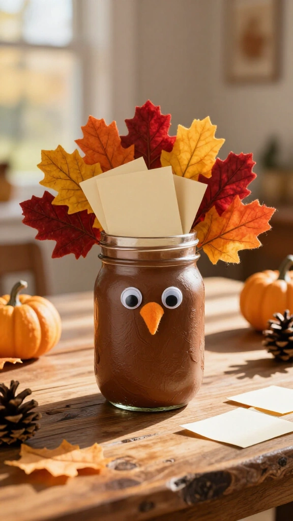 Mason jar gratitude turkey