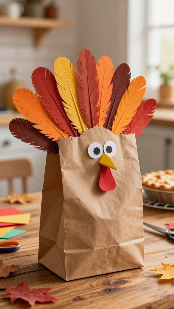 Paper bag turkey puppet