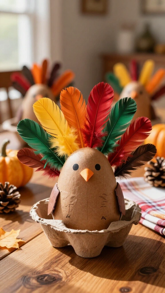Upcycled egg carton turkey