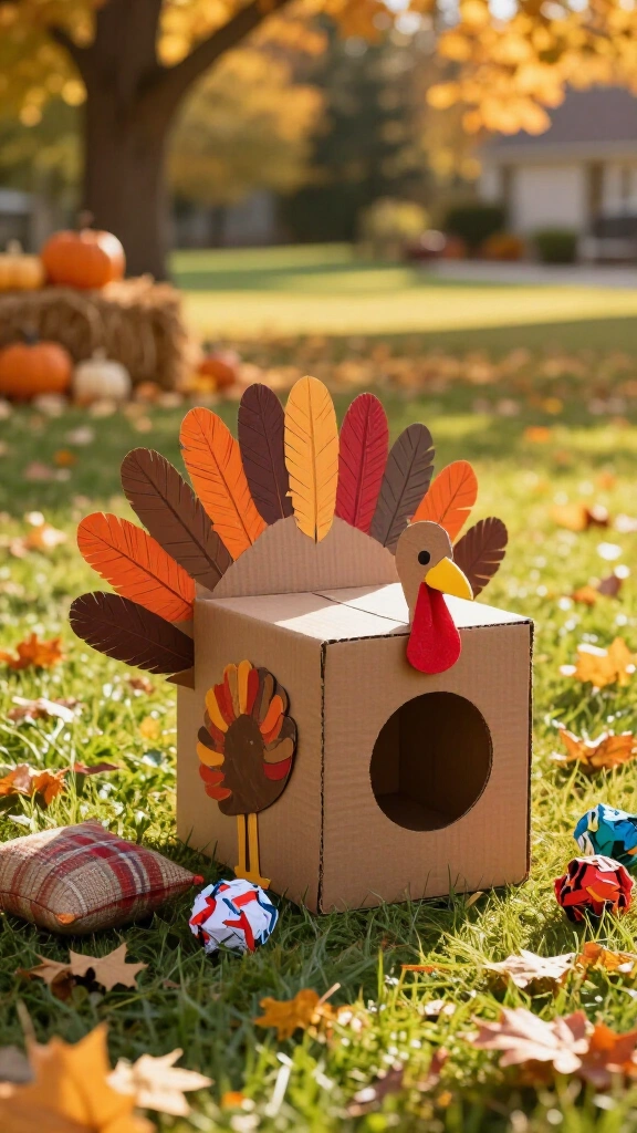 Cardboard box turkey toss game