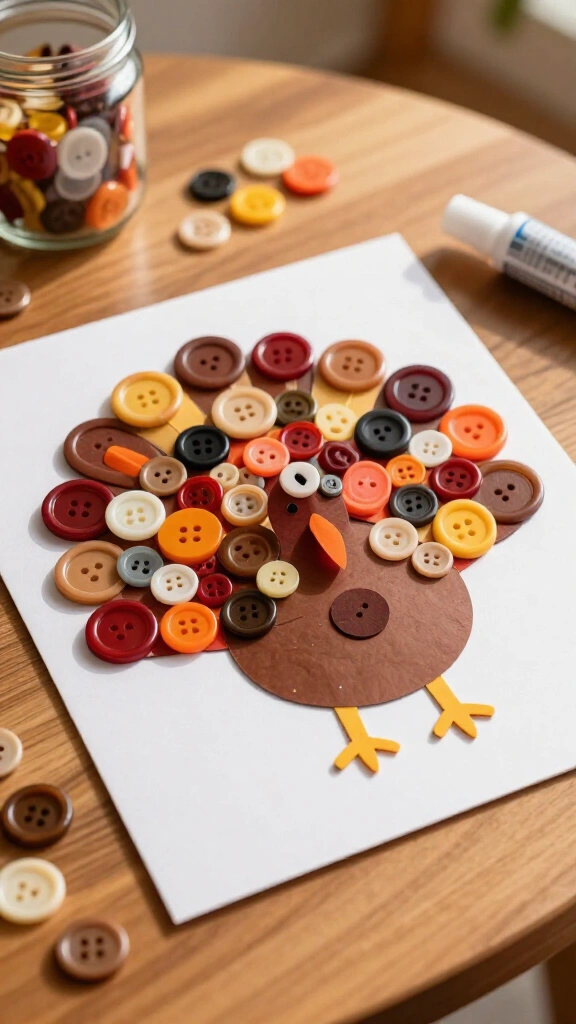 Button feather turkey art
