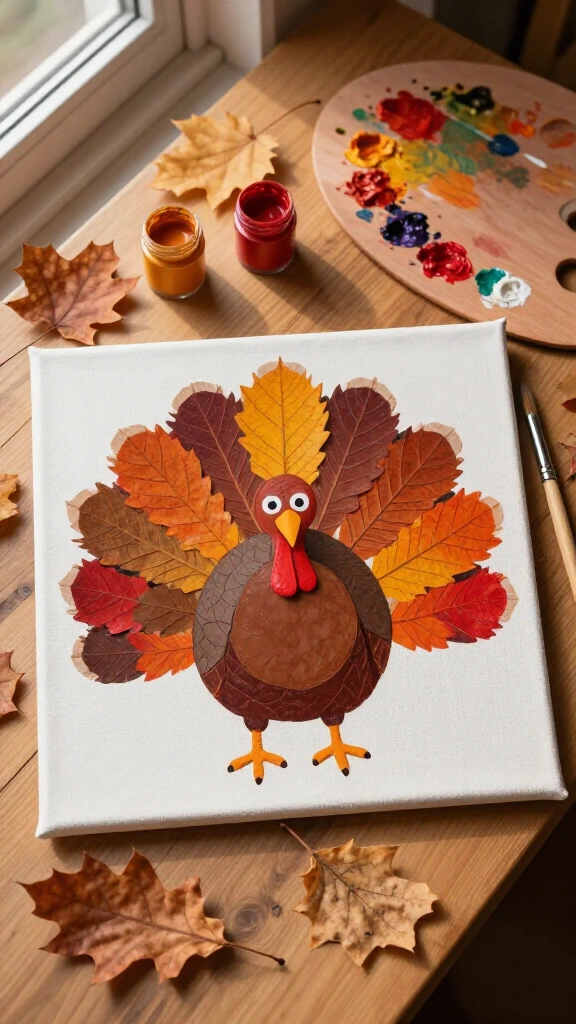 Leaf printed turkey canvas