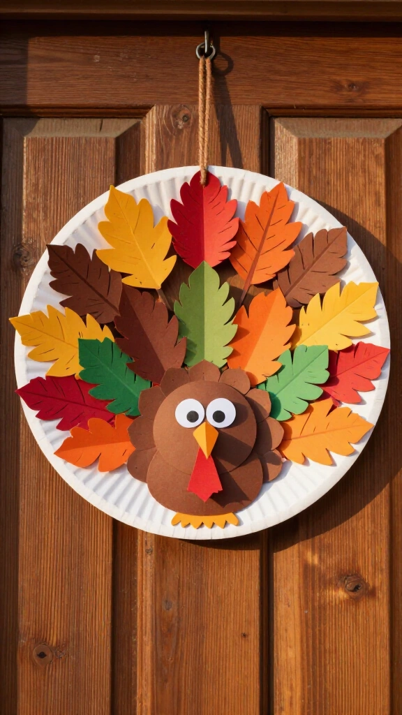 Paper plate turkey wreath