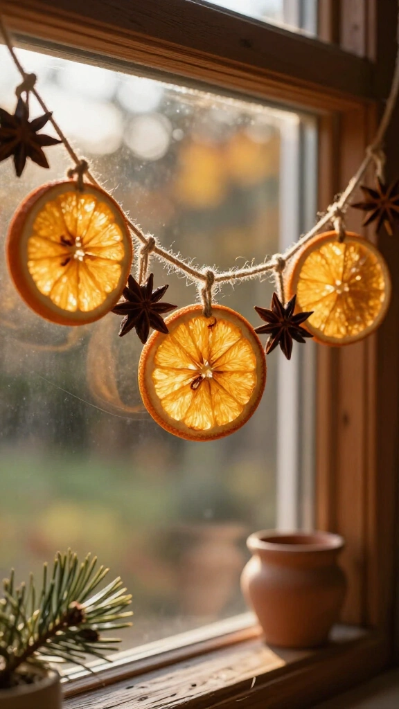 Dried orange and star anise garland