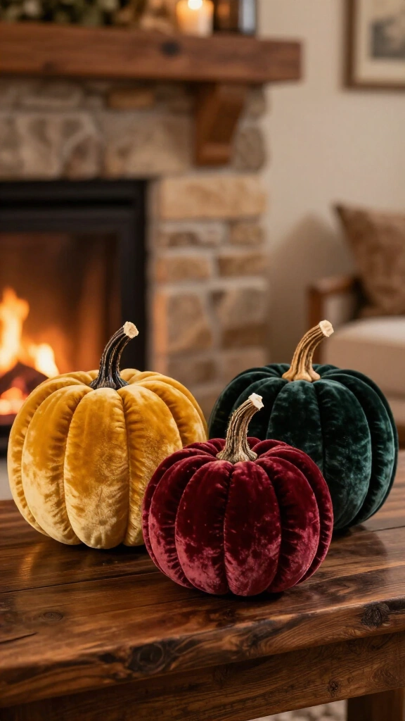 Velvet fabric pumpkins