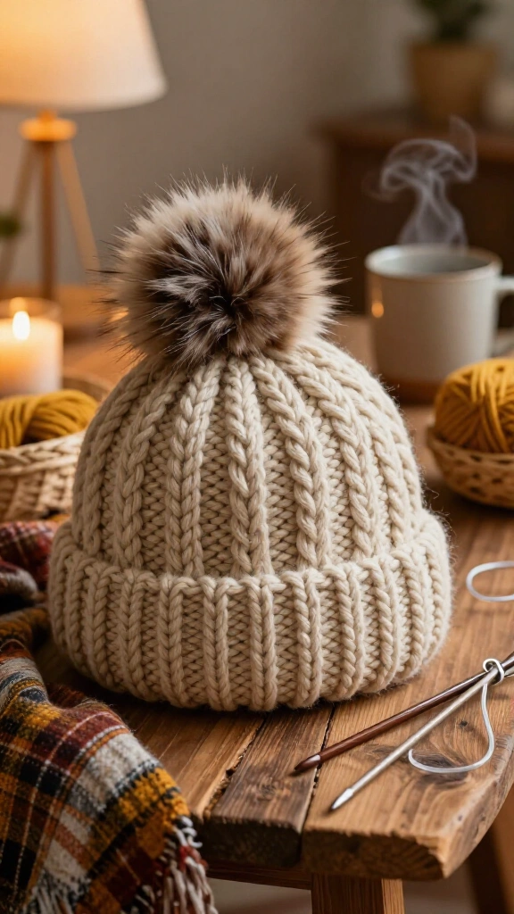 DIY chunky knit beanie