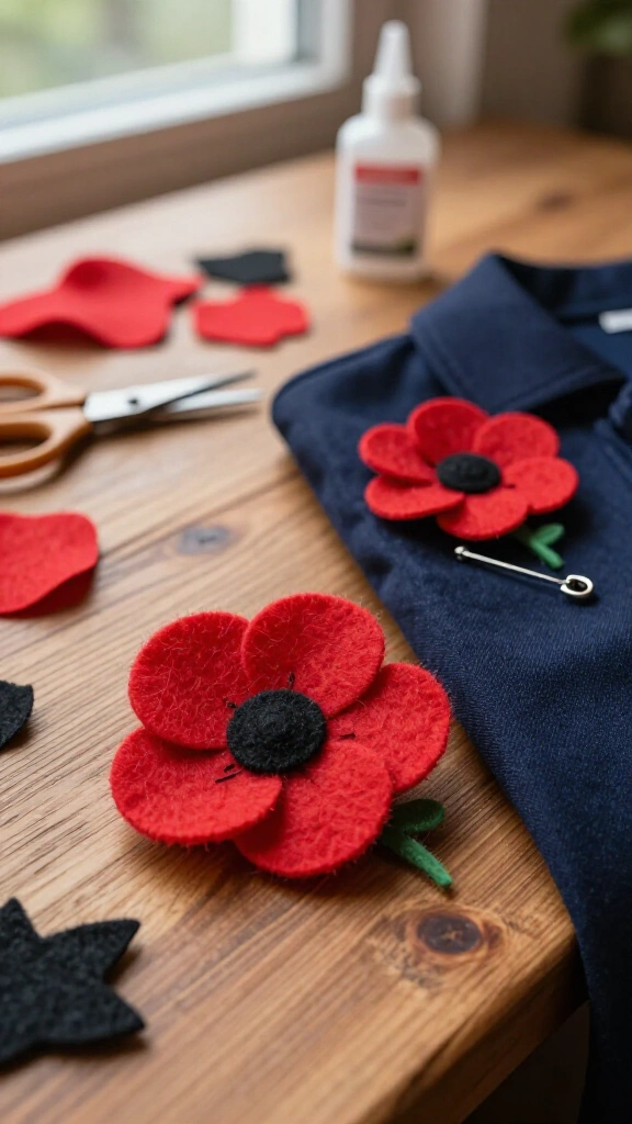 Felt Remembrance Poppy Brooch