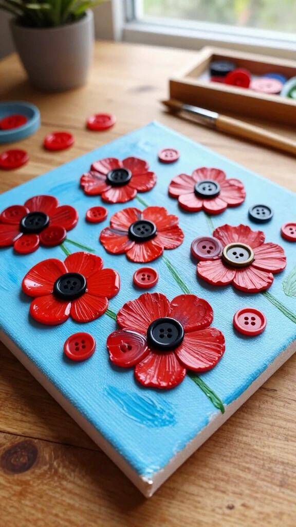 Button Poppy Canvas Art