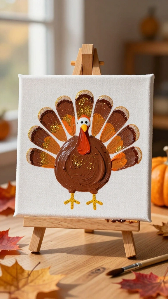 Glitter turkey canvas art