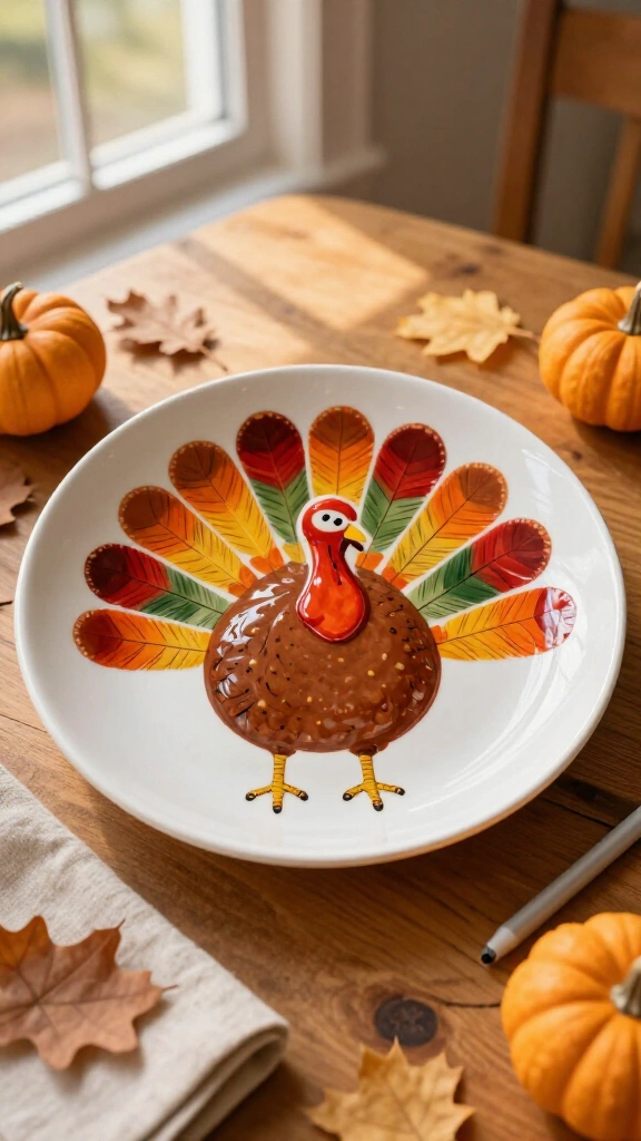 Ceramic plate handprint turkey keepsake