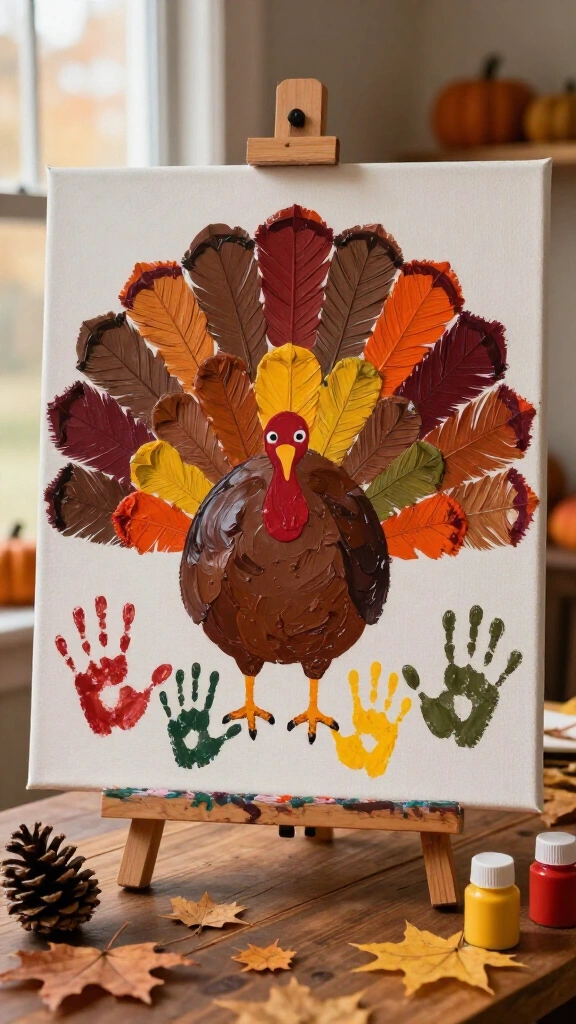 Layered family handprint turkey tree