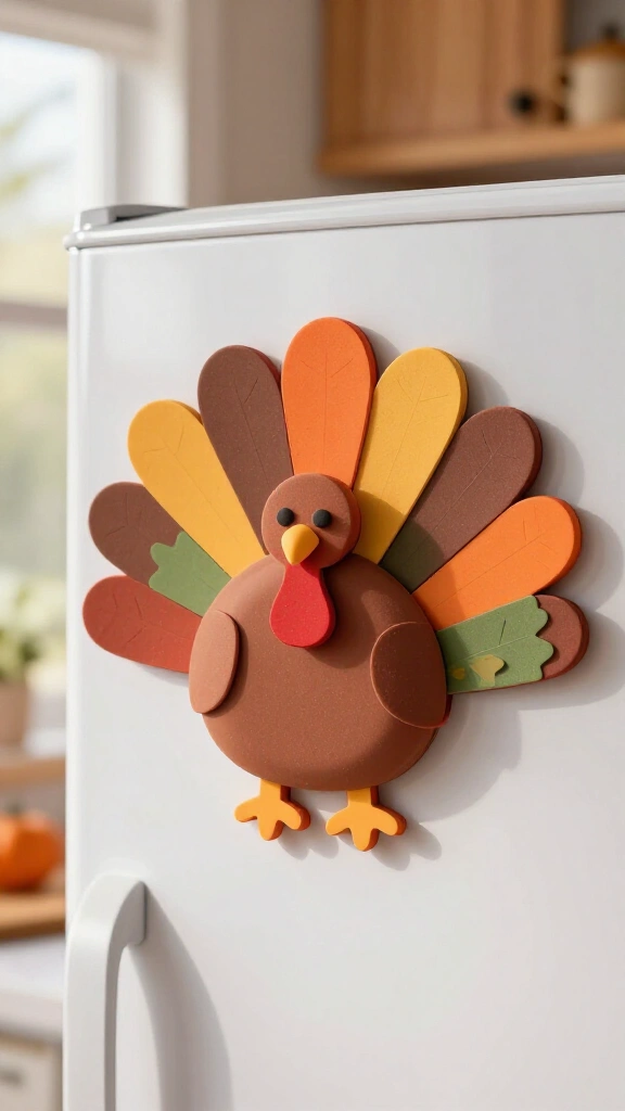 Craft foam sheet turkey magnet