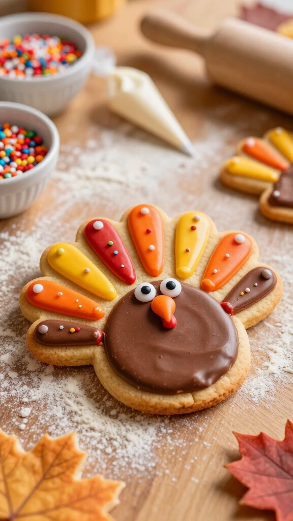 Edible icing handprint turkey cookies
