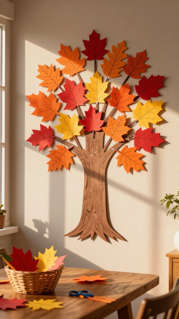 Gratitude tree with paper leaves