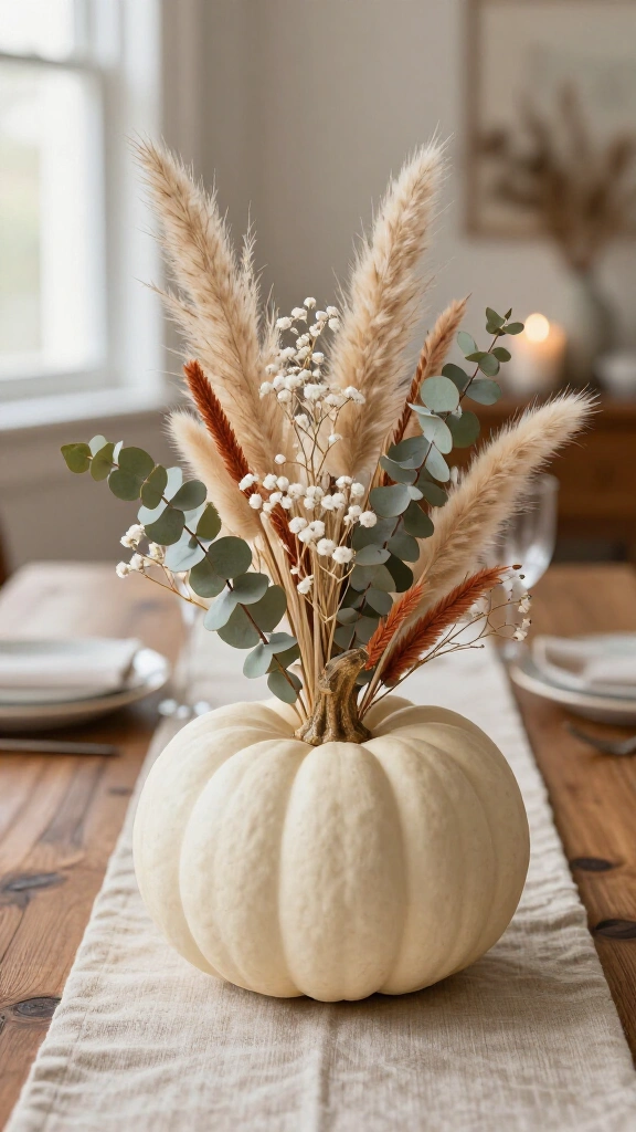 Dried Floral Pumpkin Centerpiece