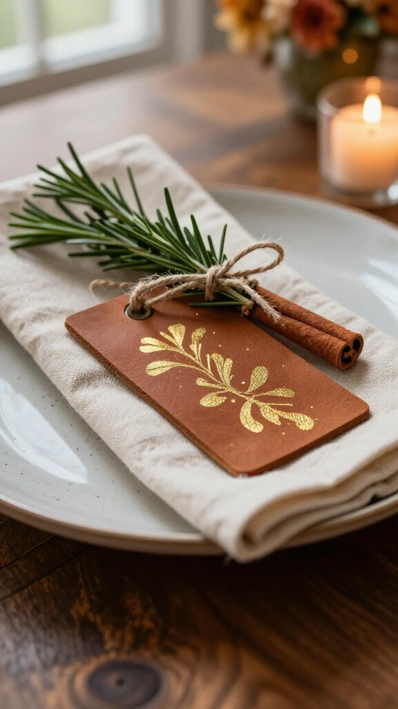 Hand-Lettered Faux Leather Place Cards