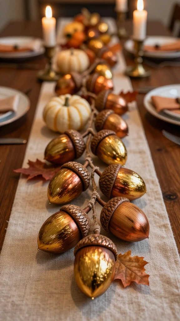 Metallic Gilded Acorn Garland